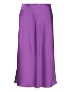 Satin Charmeuse Midi Skirt Polvipituinen Hame Purple Lauren Ralph Laur...