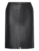 Briar Vegan Leather Midi Skirt Polvipituinen Hame Black Bardot