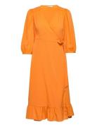 Onlolivia 3/4 Wrap Midi Dress Wvn Polvipituinen Mekko Orange ONLY