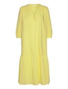 Annaba Long Chiffon Dress Polvipituinen Mekko Yellow Tamaris Apparel