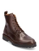 Slhricky Leather Lace-Up Boot Nyörisaappaat Brown Selected Homme