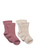 Sock 2P Bab Rib Wool Sukat Multi/patterned Lindex