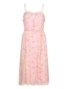 Recycled Chiffon Strap Dress Polvipituinen Mekko Pink Rosemunde