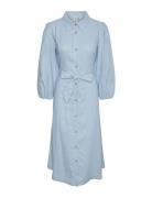 Yasflaxy 3/4 Linen Shirt Dress Noos Polvipituinen Mekko Blue YAS