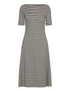 Striped Stretch Cotton Midi Dress Polvipituinen Mekko Black Lauren Ral...