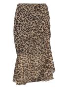 Leopard Skirt With Gathered Detail Polvipituinen Hame Black Mango