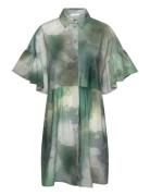 Clamecy Gathered Shirt Dress Aop&Solid Lyhyt Mekko Green Tamaris Appar...