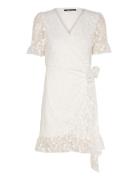 Lace Wrap Mini Dress Lyhyt Mekko Cream Gina Tricot