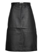 Slfronja Hw Long Leather Skirt B Polvipituinen Hame Black Selected Fem...