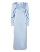Satin Midi Wrap Dress Polvipituinen Mekko Blue ROTATE Birger Christens...