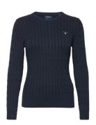 Stretch Cotton Cable C-Neck Tops Knitwear Jumpers Navy GANT