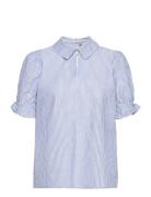 Cuolena Blouse Tops Blouses Short-sleeved Blue Culture