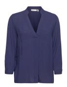 Viksaiw Blouse Tops Blouses Long-sleeved Blue InWear