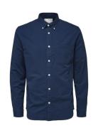 Slhregrick-Ox Flex Shirt Ls S Tops Shirts Casual Navy Selected Homme