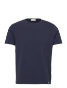 Panos Emporio Organic Cotton Tee Crew Tops T-shirts Short-sleeved Navy...