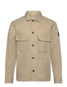 Cotton Nylon Overshirt Tops Overshirts Beige Calvin Klein