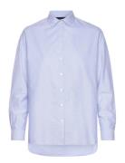 Edith Organic Cotton Oxford Shirt Tops Shirts Long-sleeved Blue Lexing...