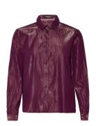 Cotton Lurex Regular Fit Shirt Tops Shirts Long-sleeved Purple Scotch ...