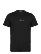 Embroidered T-Shirt Tops T-shirts Short-sleeved Black Fred Perry