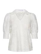 Lace Shirt Tops Blouses Short-sleeved White Coster Copenhagen