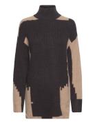 Mslaurina Round Neck Knit Pullover Tops Knitwear Jumpers Brown Minus