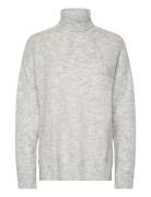 Penny Roll Neck Pullover Tops Knitwear Turtleneck Grey A-View