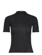 Shortsleeve Sheer Top Tops T-shirts & Tops Short-sleeved Black Gina Tr...