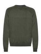 Fine-Knit Cotton Sweater Tops Knitwear Round Necks Khaki Green Mango