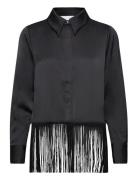 Selva Fringe Shirt Tops Shirts Long-sleeved Black Minus