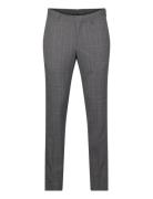Super Slim-Fit Tailored Check Trousers Bottoms Trousers Formal Grey Ma...