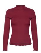 Beatha Silk T-Shirt W/ Lace Tops T-shirts & Tops Long-sleeved Red Rose...