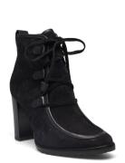 Mabel Leather-Trim Suede Bootie Shoes Boots Ankle Boots Ankle Boots Wi...