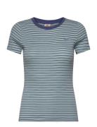 Ss Rib Baby Tee Epic Stripe Co Tops T-shirts & Tops Short-sleeved Blue...