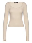 Rib Knitted Top Tops T-shirts & Tops Long-sleeved Beige Gina Tricot