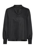 Lr-Isla Solid Tops Shirts Long-sleeved Black Levete Room