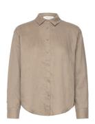 Linen Shirt Tops Shirts Long-sleeved Brown Rosemunde
