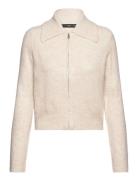 Knitted Jacket With Zip Tops Knitwear Cardigans Cream Mango
