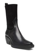 Western 2 Leathers Shoes Boots Ankle Boots Ankle Boots With Heel Black...