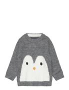 Knitted Pattern Sweater Tops Knitwear Pullovers Grey Mango
