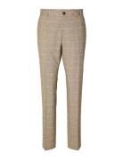 Slhslim-Oasis Sand Check Trs Bottoms Trousers Formal Beige Selected Ho...