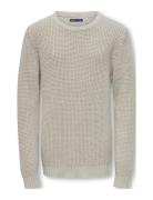 Kobjacob L/S Crew Neck Knt Tops Knitwear Pullovers Cream Kids Only