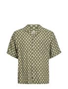 Jprbluryland Print Resort Shirt S/S Tops Shirts Short-sleeved Green Ja...