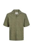 Jprbluoregon Jacquard Resort Shirt S/S Tops Shirts Short-sleeved Green...