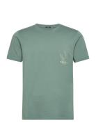Indigo Flower Slim Tee Tops T-shirts Short-sleeved Green Denham