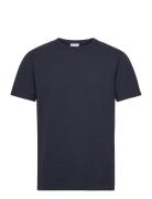 Slhsander Seersucker Ss O-Neck Tee Tops T-shirts Short-sleeved Navy Se...