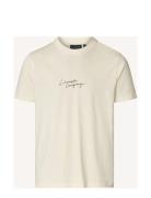 Max Organic Cotton Printed Tee Tops T-shirts Short-sleeved Cream Lexin...