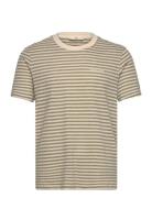 Akrod S/S Cot/Linen Stripe Tee Tops T-shirts Short-sleeved Green Anerk...