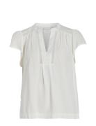 Vinensa V-Neck S/S Top Tops Blouses Short-sleeved White Vila