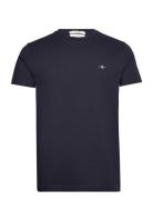 Slim Pique Ss T-Shirt Tops T-shirts Short-sleeved Blue GANT