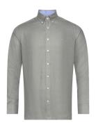 Linen Herringb Tops Shirts Casual Green Hackett London